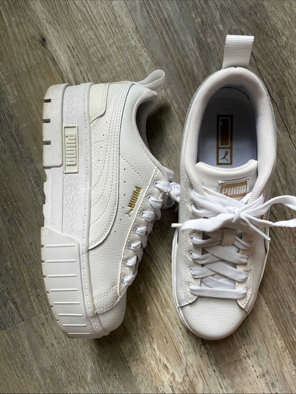 Puma Women’s Cream/Gold Platform Lace-Up Sneakers